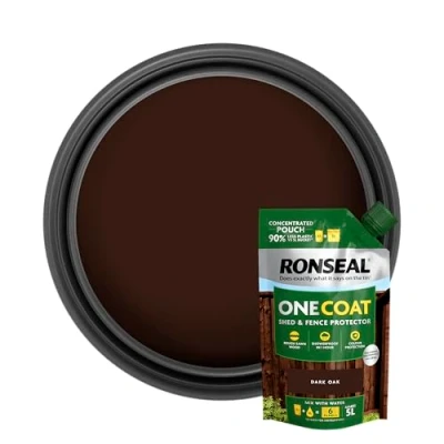 Image of Ronseal One Coat Shed and Fence Protector Refill Pouch Dark Oak 950ml