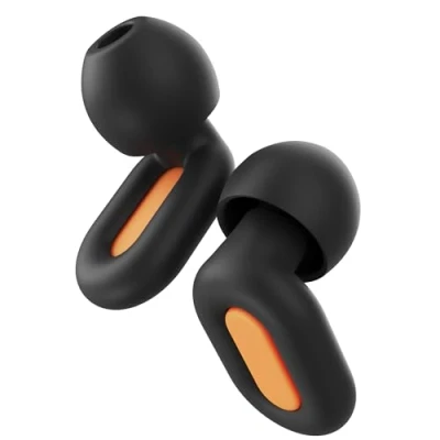 Image of FIKISFA Ear Plugs for Sleep 35dB Noise Reducing, Baby Safe Level Silicone, Custom Fit (8 Tips in XS/S/M/L) Track Orange Design Sleep, Travel, Focus &amp; Concerts