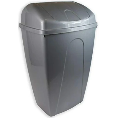 Image of RSW 50 Litre Plastic Silver/Grey Swing Bin Rubbish Kitchen Office Classroom