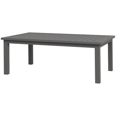 Image of Outsunny Aluminium Outdoor Coffee Table, Rectangular Patio Side Table with Wood Grain Effect and Slat Tabletop for Indoor, Garden, Balcony, 100cm x 60cm, Brown