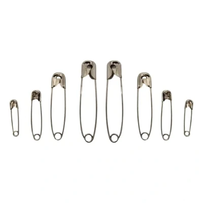Image of ZYBUX 50Pc Safety PINS Assorted Sizes Small Medium Large Silver Clothes Textile Craft Hemming