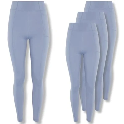 Image of FM London 3 Pack High Waisted Leggings (UK, Alpha, L, XL, Regular, Blue)