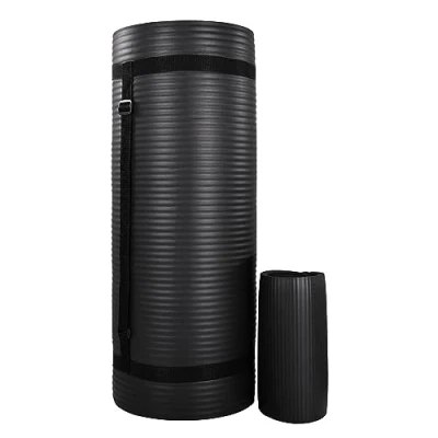 Image of BalanceFrom 71 x 24 1&#039;&quot; All Purpose Extra Thick Non Slip High Density Anti Tear Exercise Yoga Mat with Knee Pad &amp; Carrying Strap, Black