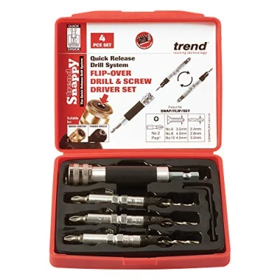 Image of Trend Snappy 4 Piece Flip Over Driver Set, Quick Change &amp; Efficient Piloted Countersinking, SNAP/FLIP/SET