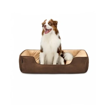 Image of 2 in 1 reversible Dog bed pillow basket sofa (L) 110 x 80 cm brown/beige
