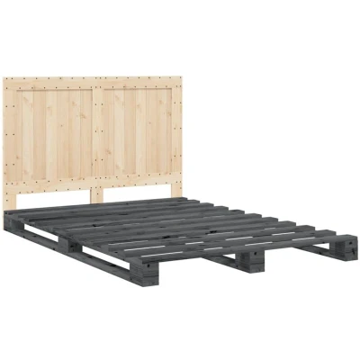 Image of vidaXL Bed Frame without Mattress Grey 140x200 cm Solid Wood Pine
