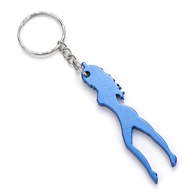 Image of Komonee Sexy Silhouette Blue Keyring Bottle Opener Key Chain Metal Woman Novelty Lady Ring