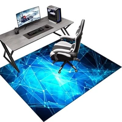Image of Tkuhknag Protective Floor Protector Mat, Office Chair Mat for Carpeted Floor, Gaming Non Slip, Carpet Low Pile Carpets, Computer Desk Chairs 60 x 90 cm