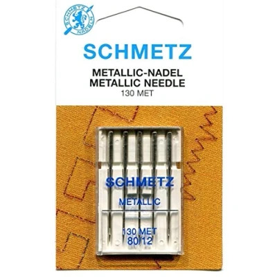 Image of Schmetz Metallic (Metafil) Sewing Machine Needles, Thickness Size 80/12 (Flat Shank, 130/705, 130 MET)