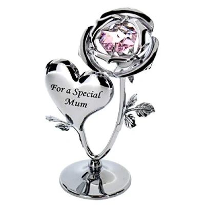 Image of Crystocraft Crystal Ornament Gift Set made with Swarovski crystals Strass Rose Flower (For a Special Mum)