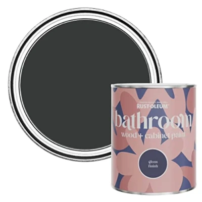 Image of Rust Oleum Black Moisture Resistant Bathroom Wood and Cabinet Paint in Gloss Finish Natural Charcoal (Black) 750ml