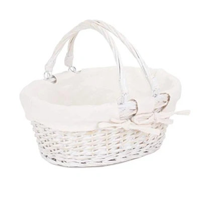 Image of Red Hamper C105W Wicker Large White Swing Handle Shopper with Lining