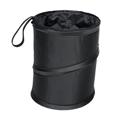 Image of Universal Traveling Portable Car Bin Storage Water Resistant Collapsible Pop up Leak Proof Foldable Vehicle Trash Can Litter Collection (Black)