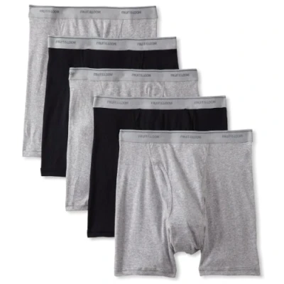 Image of Fruit of the Loom Men&#039;s No Ride Up Boxer Brief Underwear, Black/Gray, XXL (Pack 4)