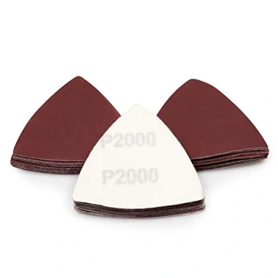 Image of SPEEDWOX 30 Pcs Hook and Loop Triangle Sandpaper 2000 Grit 80mm 3 1/8 Inches for Oscillating Multi Tool Detail Sander Sanding Discs Pads