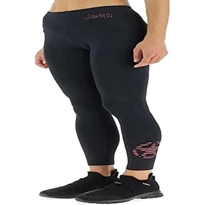 Image of JEEP O102616 B966 J Woman Leggings Star Striped Leg Print J22W Black/Dusty Rose L