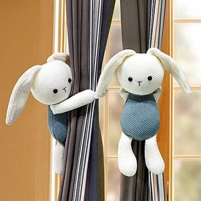 Image of NC 2Pcs Plush Cartoon Animal Curtain Tiebacks for Kids Child Nursery Room Window Decorations