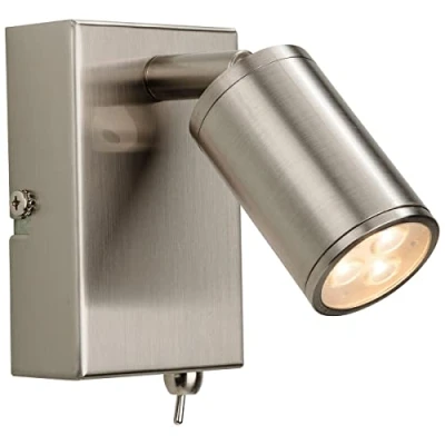 Image of Orion LED 3 Light Indoor Wall Spotlight (Switched) Brushed Steel