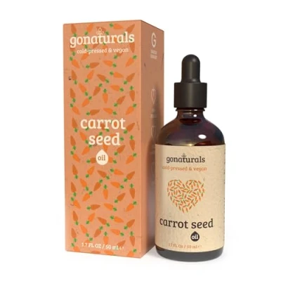 Image of GONATURALS Organic Carrot Seed Oil for Skin &amp; Hair Cold Pressed Anti Aging Serum, Growth Enhancer, Rich in Beta Carotene Vitamins, Fragrance Free, 100% Vegan Natural, Made Germany, 50ml
