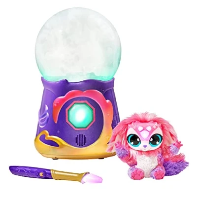 Image of Magic Mixies Magical Misting Crystal Ball With Interactive 8 Inch Pink Plush Toy Ages 5+ And 80+ Sounds Reactions.