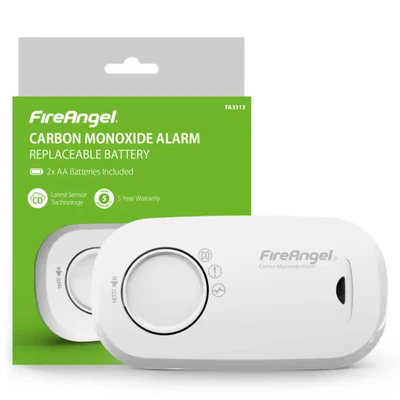 Image of FireAngel Carbon Monoxide Alarm and Detector FA3313 10 Year Sensor Life CO for Home with 1 Replaceable Batteries Travel, Portable Monitor White