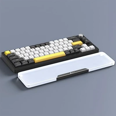 Image of Attack Shark 87 Keys Acrylic Wrist Rest, CNC Aluminum Alloy Palm Transparent Arm TKL 75% Layout Gaming Mechanical Keyboard Ergonomic Non Slip Base Support Matte Black