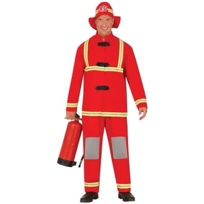 Image of FIESTAS GUIRCA Red Fireman costume for men