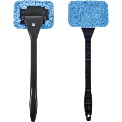 Image of Lettuce Eat® Long Reach Windscreen Cleaner Handle Microfiber Car Tool, Cloth Demister Pad Window Ideal for Fog Moisture Removal (2 Pack)