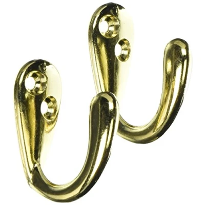 Image of Merriway BH04796 (2 Pcs) EB Brass Plated Single Robe Hooks Pack of 2 Pieces