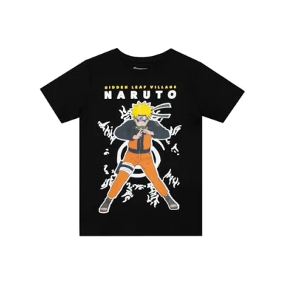 Image of Naruto T Shirt Boys Tshirt Uzumaki Anime Clothes Black 7 8 Years