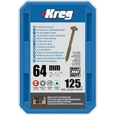 Image of Kreg 125 HD Protec Kote Screws 14 x 64 mm Thick thread Square Maxi Loc
