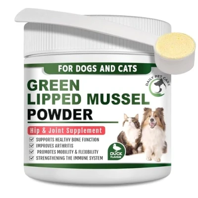 Image of Green Lipped Mussel for Dogs and Cats Cat Dog Joint Supplements to Reduce Stiffness Improve Mobility with Turmeric Glucosamine Chondroitin MSM Curcumin Care (TUB OF POWDER)
