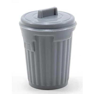 Image of Dolls House Red Metal Dustbin Bin Trash Garbage Can Garage Garden Accessory