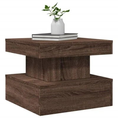 Image of vidaXL Coffee Table with RGB LED Lights Engineered Wood Side Tea Telephone Table, Versatile &amp; Modern in Brown Oak for Living Room Office