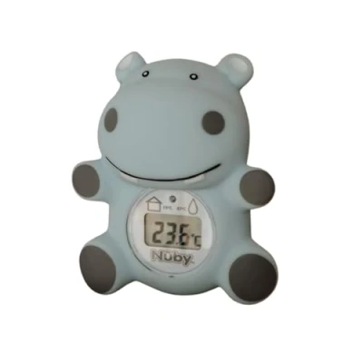 Image of Nuby Hippo Baby Bath Thermometer Digital with Easy to Read Screen BPA Free &amp; Room Suitable from Birth (Blue)