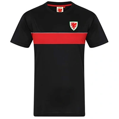 Image of Wales Cymru FAW Official Football Gift Mens Poly T Shirt Black XXL