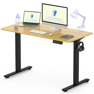 Image of FLEXISPOT 140 * 80cm Standing Desk ONE PIECE Desktop Electric Height Adjustable Sit Stand Up with Backpack Hook Memory Smart Pannel