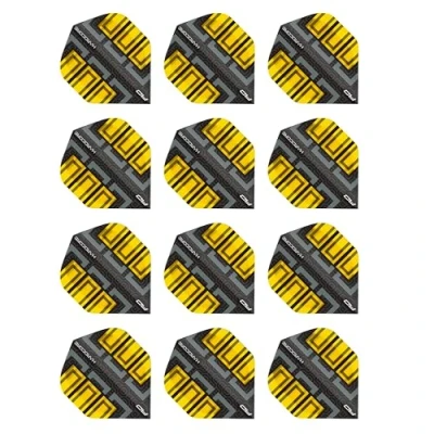 Image of RED DRAGON Hardcore Radical Black &amp; Yellow Blocks Dart Flights 4 Sets Per Pack (12 in total)