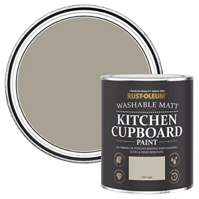 Image of Rust Oleum Grey Kitchen Cupboard Paint in Matt Finish Half Light 750ml