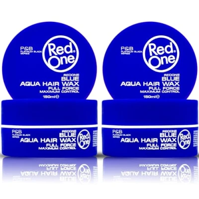 Image of RedOne Hair Styling Aqua Wax Blue 2x 150 ml Strong Hold l Gel Ultra Men &amp; Women Bubblegum Scent Maximum Control