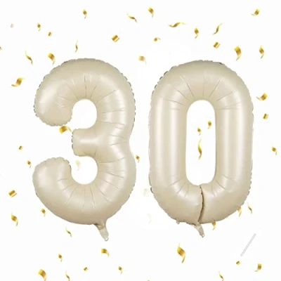 Image of Number Balloons 30,Beige 30 Balloon 40 Inch Giant Helium Foil for Boys Girls 30th Birthday Party Decor Anniversary Decorations Supplies