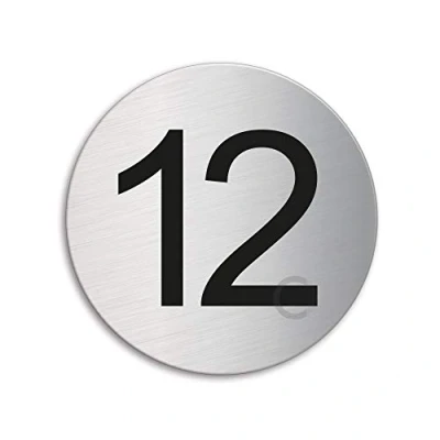 Image of Round room house mailbox number 12 brushed stainless steel no.40082