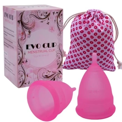 Image of Menstrual Cup 2 Period Menstruation Cups Soft Flexible Medical Grade Silicone for Comfort and Fit Size Small Large Sanitary Pad Tampon Alternative (Large)