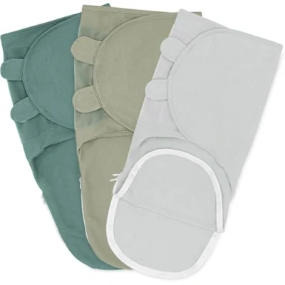 Image of Comfy Cubs Baby Blanket, Swaddle Blanket 0 3 months, Infant Sleep Sack Wrap, 100% Breathable Cotton, Boy Girl, Adjustable Pack (Stone, Sage, Azul, Small Medium)