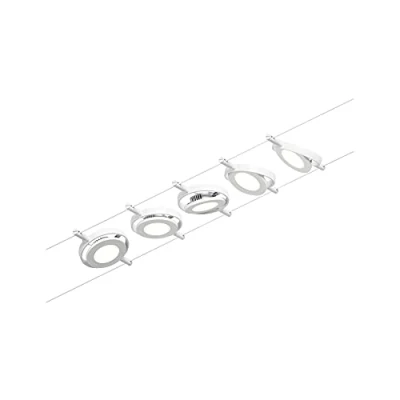 Image of Paulmann 94416 CorDuo LED Cable System Set RoundMac DC incl. 5 x 4.5 Watt Expandable White Chrome Wire Rope Metal 3000 K