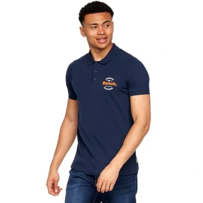 Image of Bench Mens Cometer Short Sleeve Slim Fit Polo Shirt Navy M