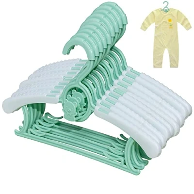 Image of Nonslip Baby Coat Hangers, 10Pcs Plastic Clothes Children’s Hanger, Nursery Wardrobe Hangers for Babies Toddlers Kids (Green)