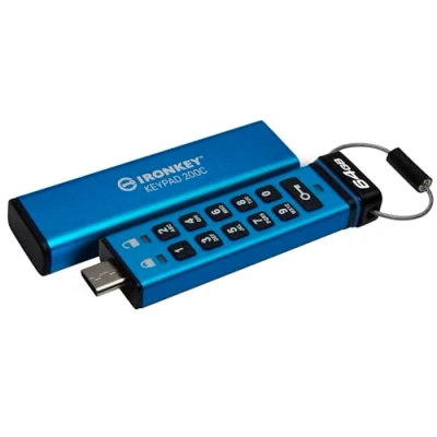 Image of Kingston IronKey Keypad 200C Type C Hardware encrypted USB Flash Drive FIPS 140 3 Level (Pending) with XTS AES 256 bit Encryption IKKP200C/64GB