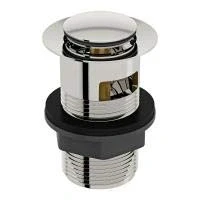 Image of The Home Store Chrome Unslotted Click Clack Basin Sink Tap Push Button Waste Disc Pop Up Plug