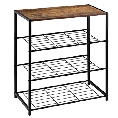 Image of WOLTU Shoe Rack 3 Tier Bench with Seat Standing, Metal Wood Storage Cabinet cupboards Organizer for Hallway SR0087dc